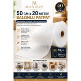 Monrize Concept 50x20 Metre Balonlu Patpat 40 GR | Patpat Naylon Ambalaj Koruyucu Rulo | Kargo Paketleme Taşıma Baloncuklu Naylon
