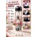 Monrize Concept 700 ML Pipetli Suluk Matara – Tuşlu Kapaklı Sızdırmaz Polikarbon Çocuk Okul Spor Suluğu Desenli