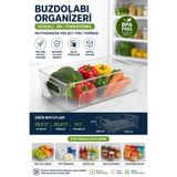 Monrize Concept Şeffaf Buzdolabı Düzenleyici Organizer 29,5 x 20,5 x 9 cm | Çok Amaçlı Dolap İçi Düzenleyici Sepet | BPA Free Mutfak Organizer