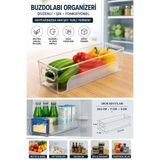 Monrize Concept Şeffaf Buzdolabı Organizeri 29,5x11x9 cm | Kulplu Dolap İçi Düzenleyici Mutfak Buzdolabı Saklama Kutusu BPA Free