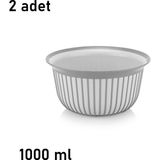 Mons 2 Adet Kase Qlux Ideas 1000 ml Bpa Içermez Salata Meyve Cips Pop Corn Sunum Kasesi BSF-00969 - Gri