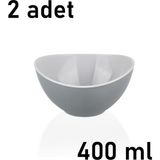 Mons 2 Adet Kase Qlux Ideas Çift Renkli Sofra Meyve Cips Salata Kuruyemiş Kasesi L-00468 - Gri