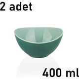 Mons 2 Adet Kase Qlux Ideas Çift Renkli Sofra Meyve Cips Salata Kuruyemiş Kasesi L-00468 - Yeşil