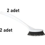Mons 2 Adet Silikon Teflon Çizmez Tencere Tava Bulaşık Fırçası Qlux Ideas Silikon Lavabo Fırçası BSF-00977 - Beyaz