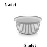 Mons 3 Adet Kase Qlux 500 ml Bpa Içermez Kase Kuruyemiş Meyve Sofra Sunum Salata Kasesi BSF-00968 - Gri