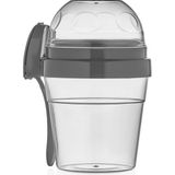 Mons Kaşıklı Yoğurt Porsiyon Kabı 400 ml Qlux Müsli Yoğurt Taşıma Saklama Kabı Bpa Içermez L-00812 - Gri
