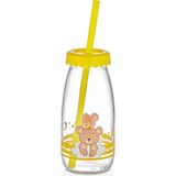 Mons Qlux 250 ml Pipetli Bebek Alıştırma Bardağı Cam Sarı Renk Ergonomik Tasarım