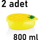 Mons Qlux Ideas 2 Adet 800 ml Saklama Kabı Ev Ofis Okul Beslenme Kamp Piknik L-00924 Bpa Içermez - Sarı