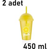 Mons Qlux Ideas 2 Adet Pipetli Bardak Bpa Içermez Meşrubat Limonata Ice Americano Bardağı L-00898 - 450 ml