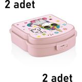Mons Qlux Ideas 2ADET Beslenme Kabı Okul Ofis Kamp Piknik Sandviç Tost Saklama Taşıma Kabı L-00406 - Pembe - 2 Adet