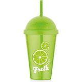 Mons Qlux Ideas 2ADET Meşrubat Bardağı Limonata Milkshake Meyve Suyu Soğuk Kahve L-00900 - Yeşil - Şeffaf - 450 ml