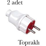 Mons Topraklı Erkek Fiş Horoz Elektrik Topraklı Erkek Fiş Fırın Buzdolabı Makina - 2 Adet - Beyaz