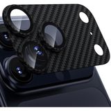 Monsgeek Apple iPhone 17 Pro Max / 17 Pro Uyumlu Karbon Fiber Görünümlü Temperli Cam Çizilmez Darbe Korumalı Kamera Lens Koruyucu - Siyah Karbon