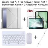 Monsgeek Xiaomi Pad 7 / 7 Pro 11.2 Inç Uyumlu Kalemlik Bölmeli Standlı Kılıf ve Dokunmatik Kalem ve Klavye ve Mouse - Gri