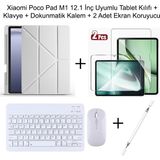 Monsgeek Xiaomi Poco Pad M1 12.1 Inç Uyumlu Standlı Kılıf ve Dokunmatik Kalem ve Klavye ve Mouse - Gri