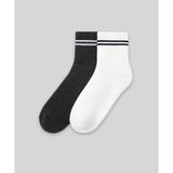 Monsieur CUH101-001 Beyaz Chaussette Çizgili Unicolor Half Havlu 2'li Erkek Çorap