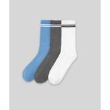 Monsieur CUN102-001 Beyaz Chaussette Çizgili Unicolor Havlu 3'lü Erkek Çorap