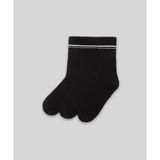 Monsieur CUN105-001 Siyah Chaussette Çizgili Unicolor Havlu 3'lü Kadın Çorap