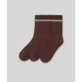 Monsieur CUN106-001 Kahverengi Chaussette Çizgili Unicolor Havlu 3'lü Kadın Çorap