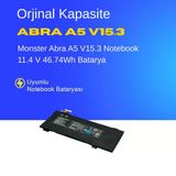 Monster Abra A5 V15.3 Notebook 11.4 V 46.74Wh Batarya – Orjinal Uyumlu, Yüksek Performanslı