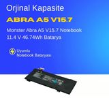 Monster Abra A5 V15.7 Notebook 11.4 V 46.74Wh Batarya – Orjinal Uyumlu, Yüksek Performanslı