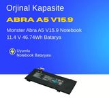 Monster Abra A5 V15.9 Notebook 11.4 V 46.74Wh Batarya – Orjinal Uyumlu, Yüksek Performanslı