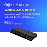 Monster Abra A5 V16.6.10 NH50BAT-4 Notebook 14.6 V 41Wh Batarya – Orjinal Uyumlu, Yüksek Performanslı