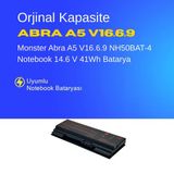 Monster Abra A5 V16.6.9 NH50BAT-4 Notebook 14.6 V 41Wh Batarya – Orjinal Uyumlu, Yüksek Performanslı
