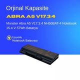 Monster Abra A5 V17.3.4 Nh50bat-4 Notebook 15.4 V 57Wh Batarya – Orjinal Uyumlu, Yüksek Performanslı