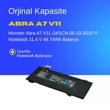 Monster Abra A7 V10 GK5CN-00-13-3S1P-0 Notebook 11.4 V 46.74Wh Batarya – Orjinal Uyumlu, Yüksek Performanslı