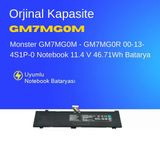 Monster GM7MG0M - GM7MG0R 00-13-4S1P-0 Notebook 11.4 V 46.71Wh Batarya – Orjinal Uyumlu, Yüksek Performanslı