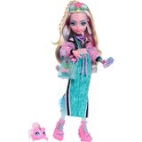 Monster High Bebek, Lagoona Mavisi Crop Top ve Sportif Maxi Etek Evcil Hayvan Balık Neptuna ve Shell Güneş Gözlüğü, Atıştırmalık ve Çanta, JHK33 gibi 7 Aksesuar