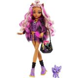Monster High Clawdeen Wolf Bebek Mor Leopar ve Hilal Desenli Kıyafetli Koleksiyonluk Hediyelik Oyuncak