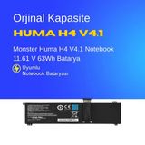 Monster Huma H4 V4.1 Notebook 11.61 V 63Wh Batarya – Orijinal Uyumlu, Yüksek Performanslı