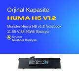 Monster Huma H5 v1.2 Notebook 11.55 V 88.93Wh Batarya – Orjinal Uyumlu, Yüksek Performanslı