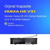 Monster Huma H5 V3.1 Series Notebook 13.5 V 53.58Wh Batarya – Orjinal Uyumlu, Yüksek Performanslı