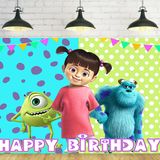 Monster Inc Doğum Günü Partisi Süslemeleri için Arka Plan Kız Boo Canavar Arka Plan Bebek Duş Partisi Kek Masa Süslemeleri Malzemeleri Monster Inc Tema Afiş 5x3ft