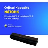 Monster N870HK Notebook 10.8 V 47Wh Batarya – Orjinal Uyumlu, Yüksek Performanslı