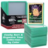 MONSTER PROTECTORS Tahsil Edilebilir Ticaret Kartları için Top Loaders -50 Adet 7,62 cm x 10,16 cm Şeffaf Sert Plastik Kart Koruyucu Yeşil Kenarlıklı MTG, Magic The Gathering, Yugioh, Pokemon, Spor Kartları ve