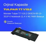 Monster Tulpar T7 V19.2 GK5CN-00-13-3S1P-0 Notebook 11.4 V 46.74Wh Batarya – Orjinal Uyumlu, Yüksek Performanslı