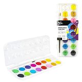 Mont Marte Aquarelle Set - 16 Parlak Renk - Yüksek Pigment - Boya Fırçası Dahil - Suluboya için İdeal