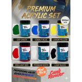 MONT MARTE Profesyonel 6X300 ml Ana Canlı Renkler Solmayan Akrilik Boya Yüksek Pigment Üstün Örtücü Premium Seri - Çok Renkli