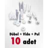 Montaj Seti Korniş Dübel + Vida + Pul 10 Adet