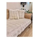 montanahome Kalın Peluş Koltuk Örtüsü 3lü koltuk için 80x200 ölçü Bej rengi