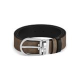 Montblanc At Nalı Tokalı Kahve - Siyah 35 mm Çift Taraflı Deri Kemer 220983