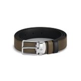Montblanc Günlük Tokalı Haki - Siyah 30 mm Çift Taraflı Deri Kemer 221003