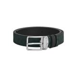 Montblanc İngiliz Yeşili ve Siyah 30 mm Çift Taraflı Deri Kemer 220027