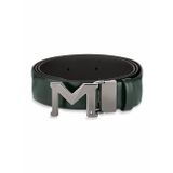 Montblanc M Tokalı Yeşil-Kahverengi 35 mm Çift Taraflı Deri Kemer 129444