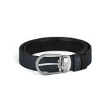 Montblanc Sartorial At Nalı Tokalı Mavi - Siyah 30 mm Çift Taraflı Deri Kemer 220965