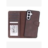 MONTE Deep Brown Samsung Galaxy S26 (6.3") Hakiki Deri Çıkarılabilir Cüzdanlı Telefon Kılıfı